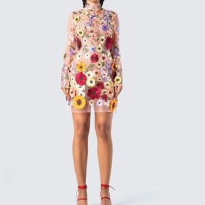 Sheer floral mini dress